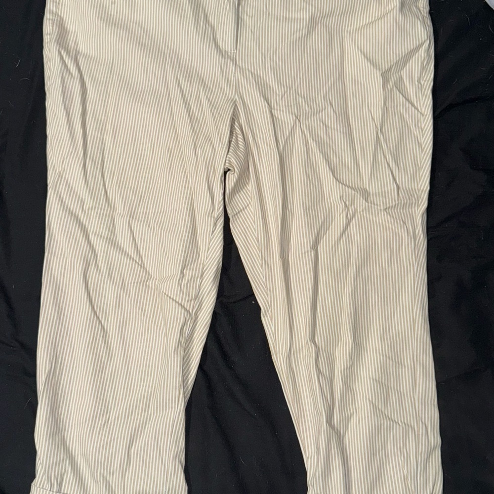 Lane Bryant Beige Striped Trousers